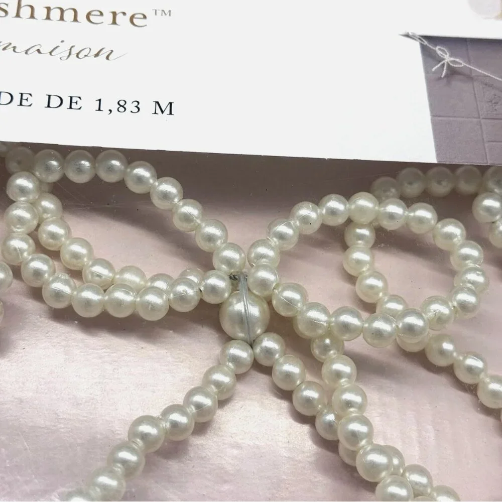 Cupcakes & Cashmere Faux Pearls Bow Garland 6 ft Christmas Tree Holidays Wedding
